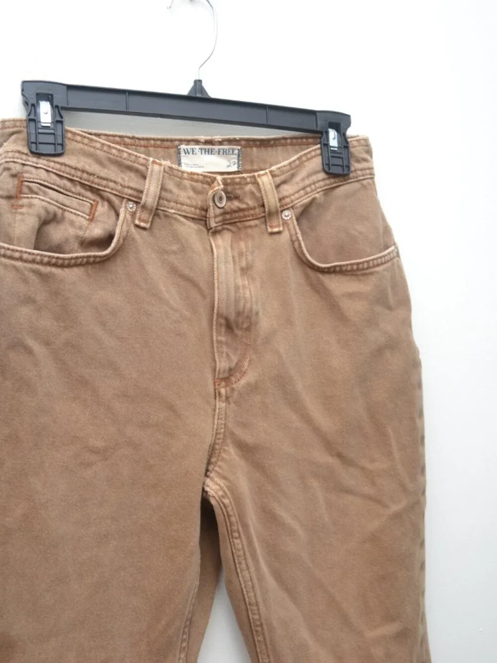 Free People Women's Straight Cut Brown Denim **Flawed